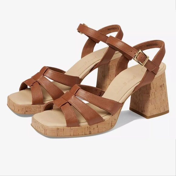 Paul Green SUPER SOFT Tina SANDALS Size 8 Brown Leather Cork Heel Comfy NEW $429 - Picture 2 of 16